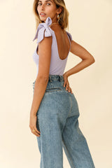 Can't Stop Me Bow Shoulder Bodysuit Lilac