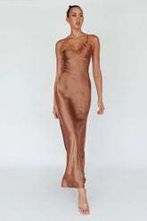 Twilight Tango One-Shoulder Maxi Dress Mocha