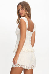 Tarelle Scalloped Edge Lace Shorts Cream