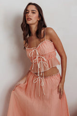 Maidens Tie Detail Overlock Top Apricot