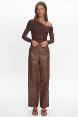 Fair Play Faux Leather Pants Coffee