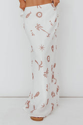 Light Aura Maxi Skirt Print White Tan