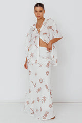 Light Aura Maxi Skirt Print White Tan