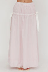 Salty Sea Side Bow Maxi Skirt Blush Stripe