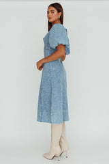 Elias Puff Sleeve Midi Dress Denim
