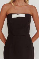 Cocktail Party Strapless Bow Bust Maxi Dress Black
