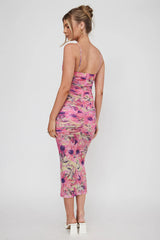 Logan Cami Strap Midi Dress Flower Pink