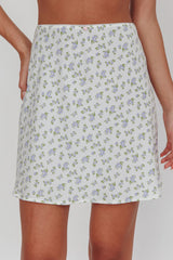 Miss Cupid Floral Mini Skirt Ivory/Blue
