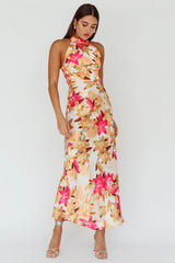 Shana Halterneck Maxi Dress Floral Pink
