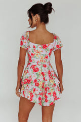 Whimsical Cut-out Bodice Romper Floral Pink