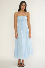 Shaye Embroidery Insert Maxi Dress Blue