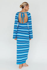 Jozie Long Sleeve Maxi Dress Stripe Blue