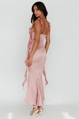 Blushing Ruffle Trim Midi Dress Mauve