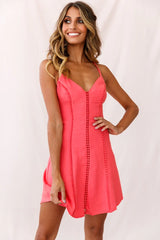 Petunia Tie-Up Back Mini Dress Coral