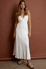 Zanzibar Surplice Neckline Maxi Dress White