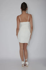Tesla Cami Strap Sculpted Fabric Dress White