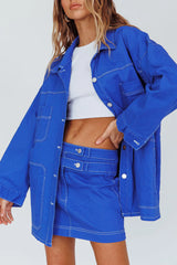 Back Row Oversized Pocket Jacket Blue