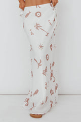 Light Aura Maxi Skirt Print White Tan