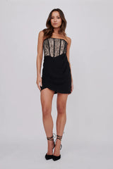 Heart Of Mine Lace Bodice Mini Dress Black