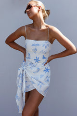 Euro Trip Wrap Mini Dress Nautical White